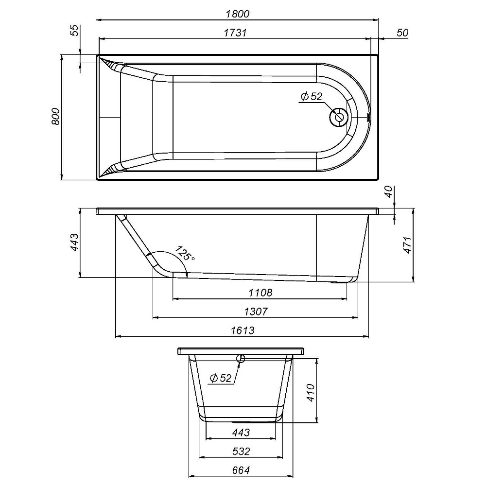 Акриловая ванна AM.PM Spirit 180x80, цвет белый