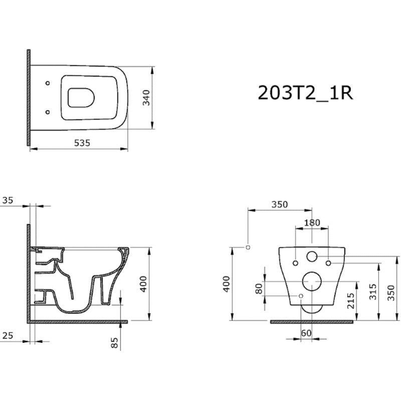 Унитаз Ambassador Benefit 203T21001R-202T21001S подвесной, безободковый, с сиденьем микролифт, цвет мятный матовый