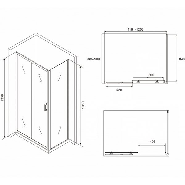 Душевой уголок Abber Schwarzer Diamant AG30120B-S90B 120x90, стекло прозрачное, профиль черный - фото 1