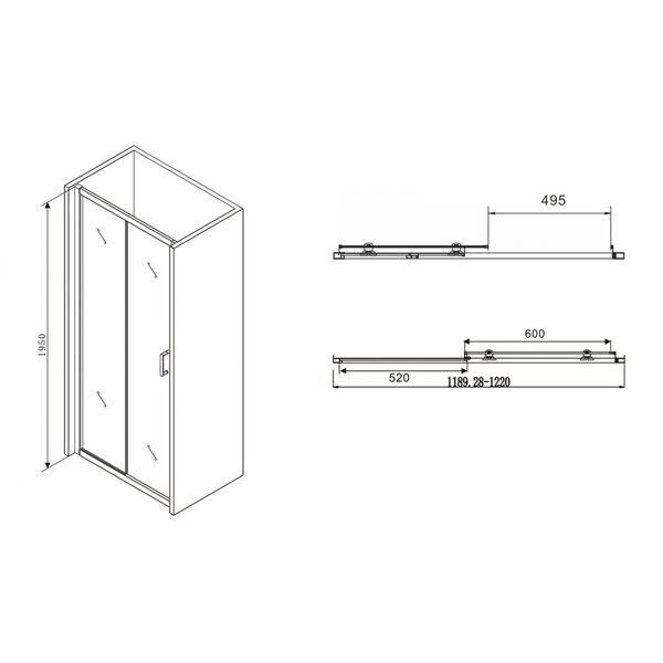 Душевая дверь Abber Schwarzer Diamant AG30120B 120x195, стекло прозрачное, профиль черный