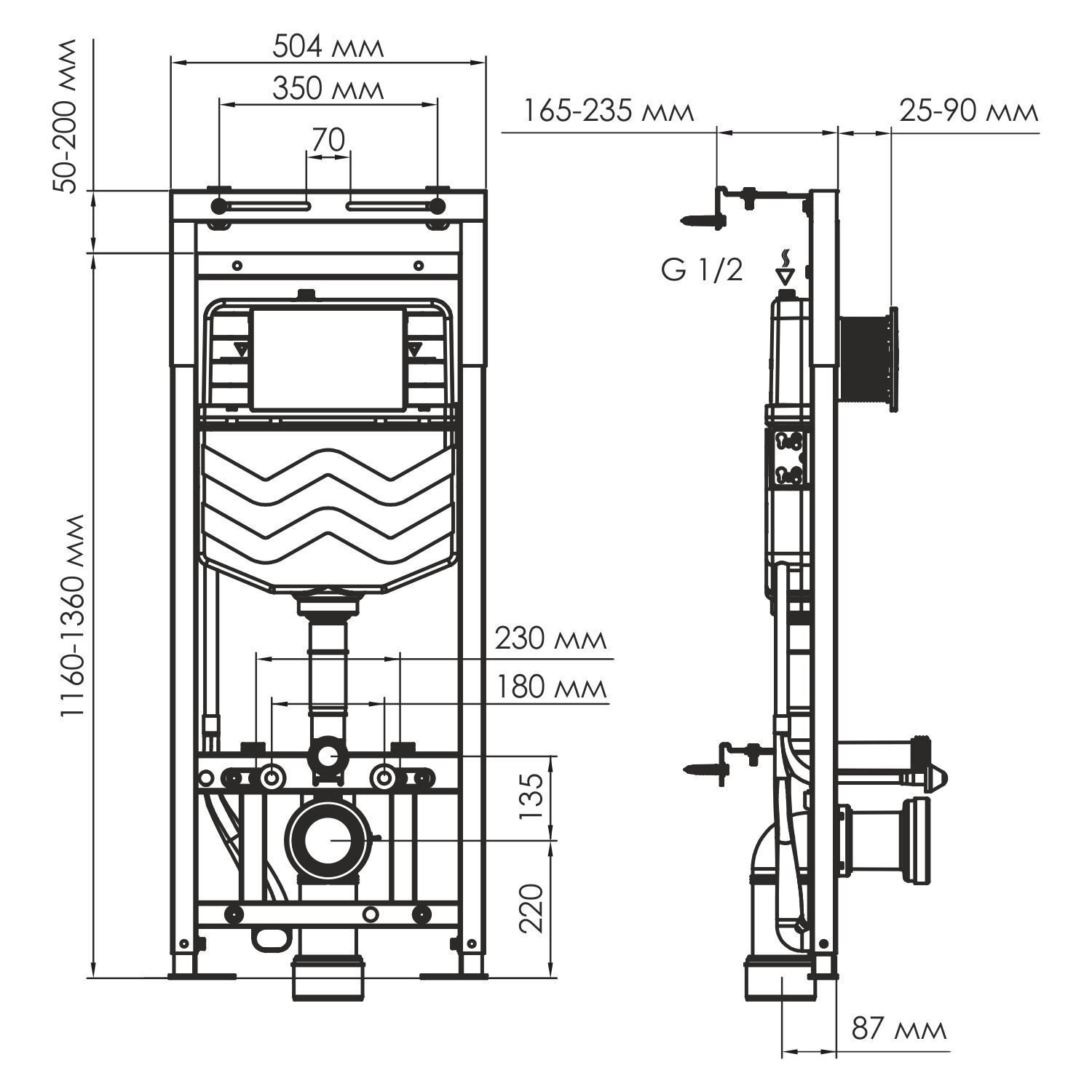 Инсталляция WasserKRAFT Dill 61TLT.010.ME.WM04 для подвесного унитаза, с кнопкой смыва WM04 белой матовой - фото 1