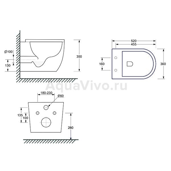 Унитаз Ceramica Nova Mia CN1805 подвесной, безободковый, с сиденьем микролифт