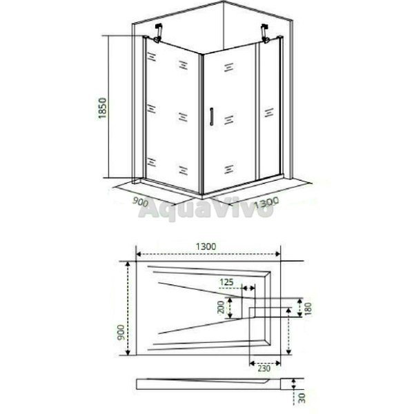 Душевой уголок Good Door Mokka WTW+SP-C-WE 130x90, стекло прозрачное, профиль белый - фото 1