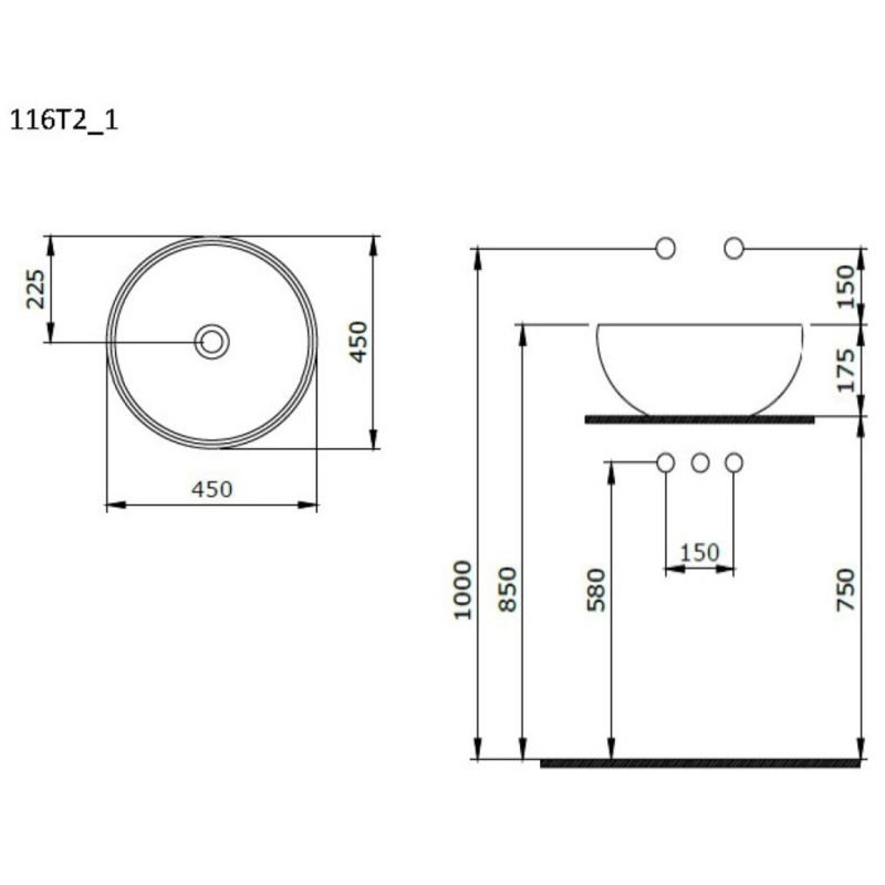 Раковина Ambassador Queen 116T20201 накладная, 45x45 см, цвет черный матовый