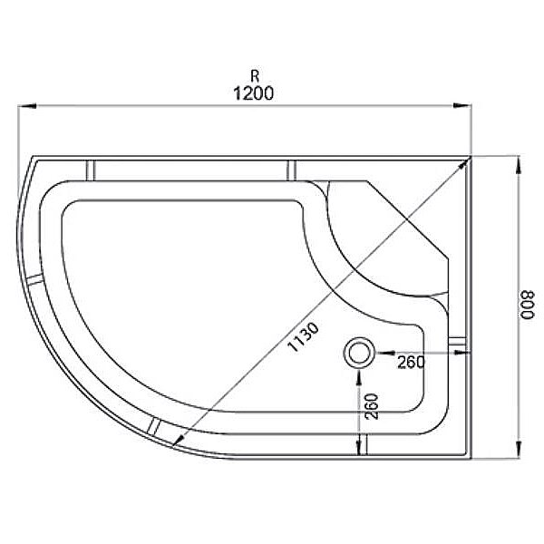 Душевая кабина Deto L 920 R N 120x80, стекло матовое с узором, профиль хром глянцевый, с гидромассажем, без крыши, правая