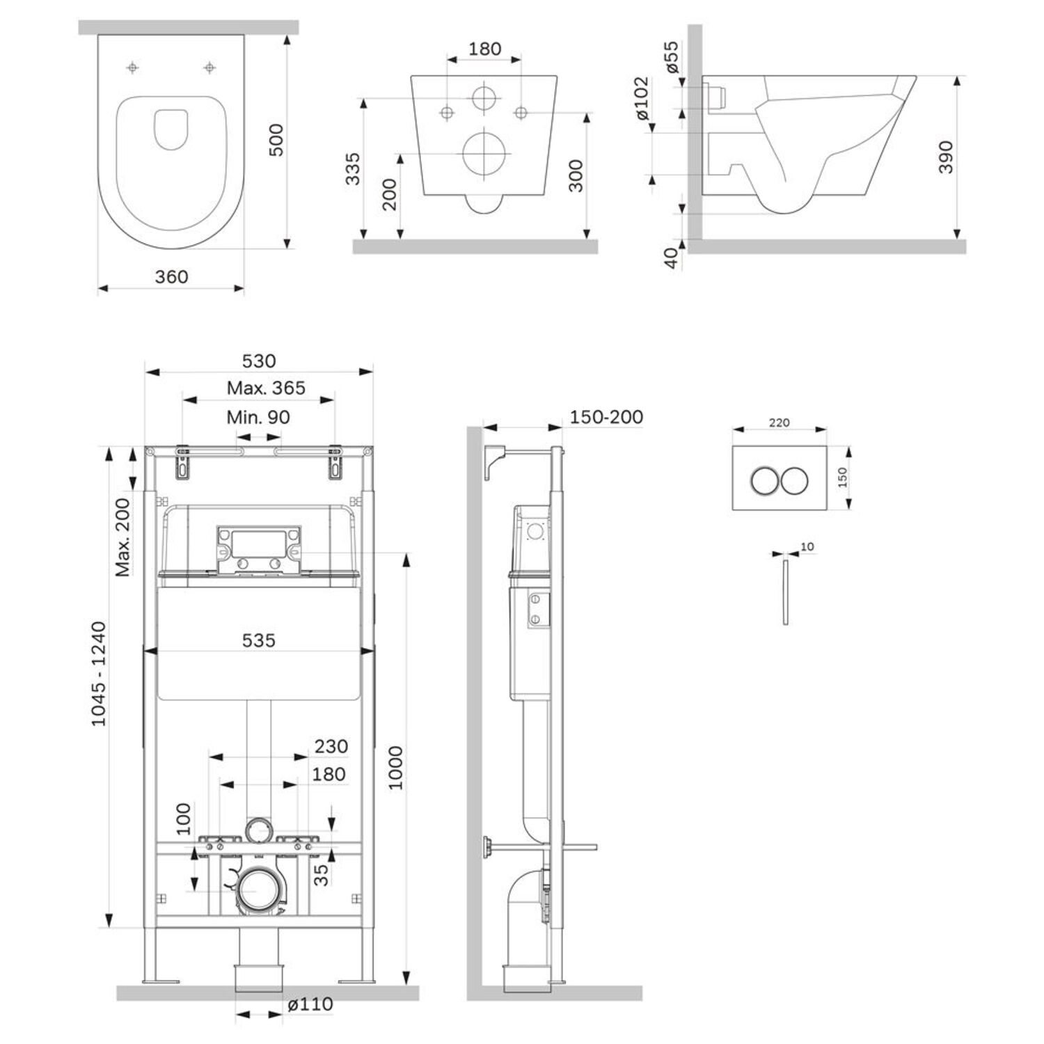 Комплект AM.PM IS100101.741701 унитаза Sense FlashClean с сиденьем микролифт и инсталляции MasterFit с кнопкой смыва L белой глянцевой - фото 1