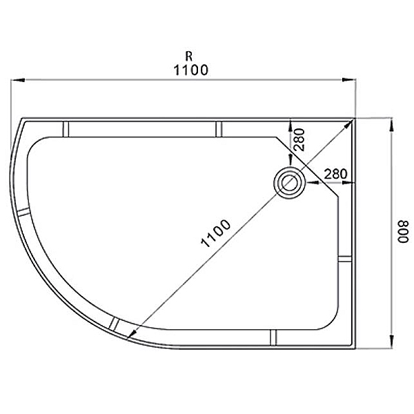 Душевая кабина Deto EM1511RN LED 110x80, правая, стекло матовое с узором, профиль хром глянцевый, с гидромассажем, с подсветкой, без крыши