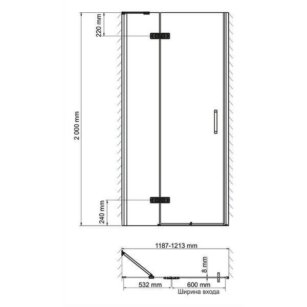 Душевая дверь WasserKRAFT Aller WasserSchutz 10H05L BLACK MATT 120х200, левая, стекло прозрачное, профиль серебристый