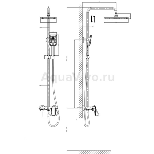 Душевая стойка D&K Venice Baciano DA1033701B14 с верхним душем, смесителем, цвет хром