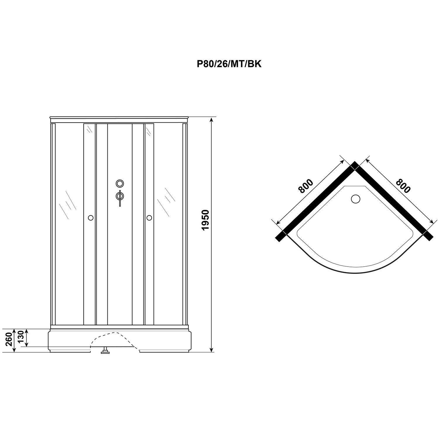 Душевая кабина Niagara Promo P80/26/MT/BK 80х80, стекло матовое, профиль белый, без крыши