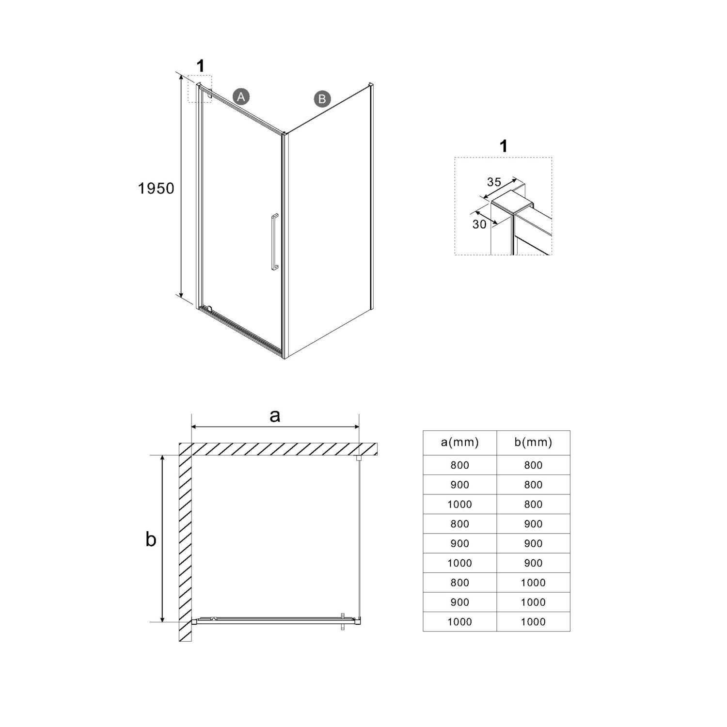 Душевой уголок Niagara Nova NG-85-10AB-A100B-34 100x100, стекло прозрачное, профиль черный матовый - фото 1