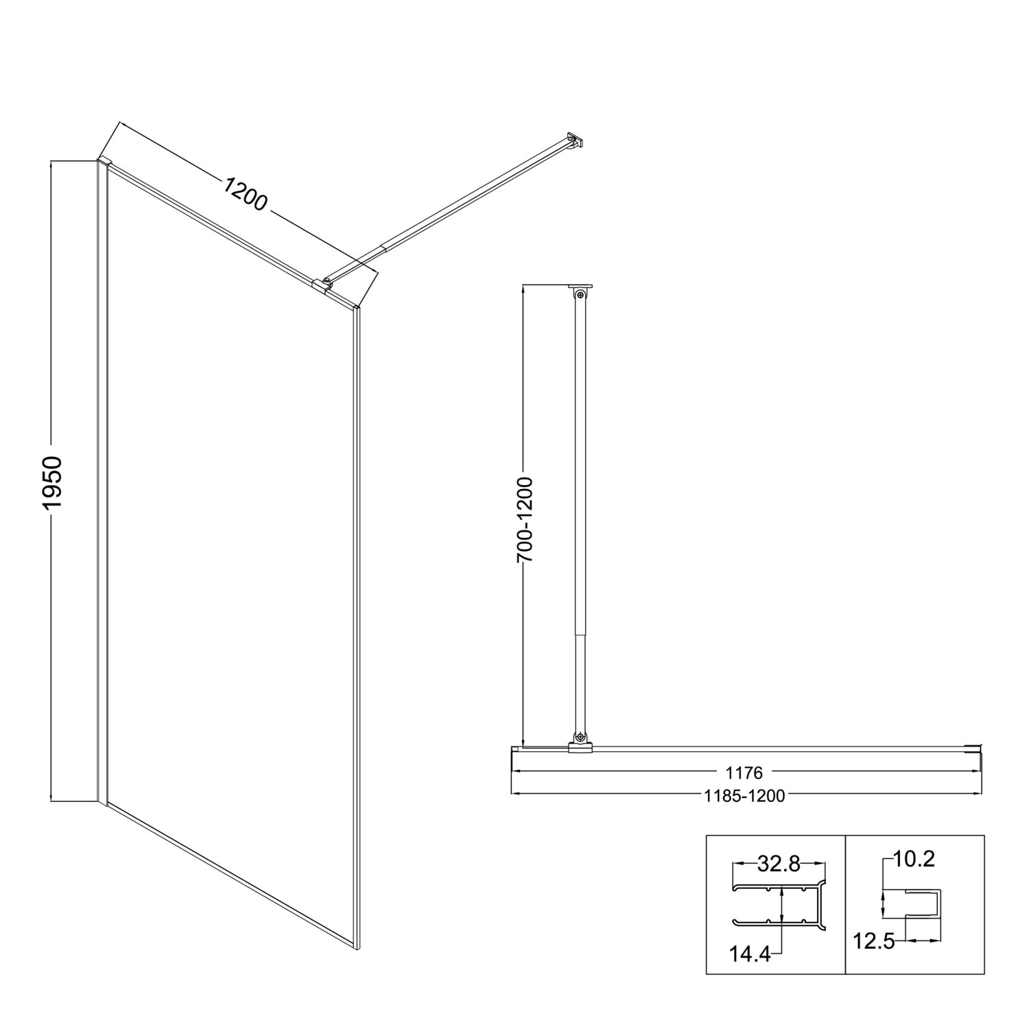 Душевая перегородка Niagara Nova NG-680-12 Black 120x195, стекло прозрачное с рисунком, профиль черный матовый - фото 1