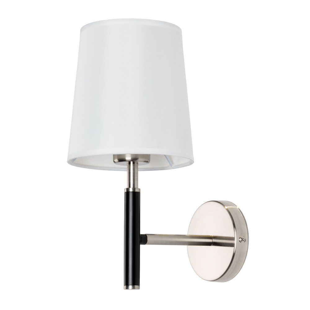 Бра Arte Lamp Rodos A2589AP-1SS, арматура серебро, плафон ткань белая, 15х21 см