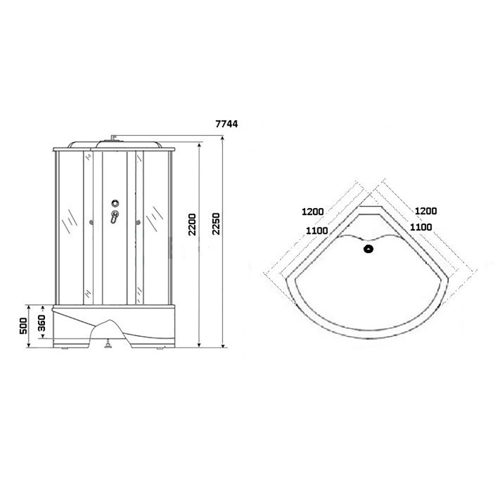 Душевая кабина Niagara Luxe NG-7744W 120x120, стекло прозрачное, профиль серебро, с крышей, с гидромассажем, с пультом управления