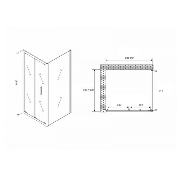 Душевой уголок Abber Sonnenstrand AG07090B-S100B 90x100, стекло прозрачное, профиль черный - фото 1