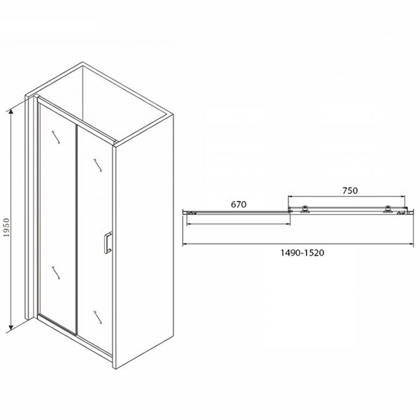 Душевая дверь Abber Schwarzer Diamant AG30150B 150x195, стекло прозрачное, профиль черный