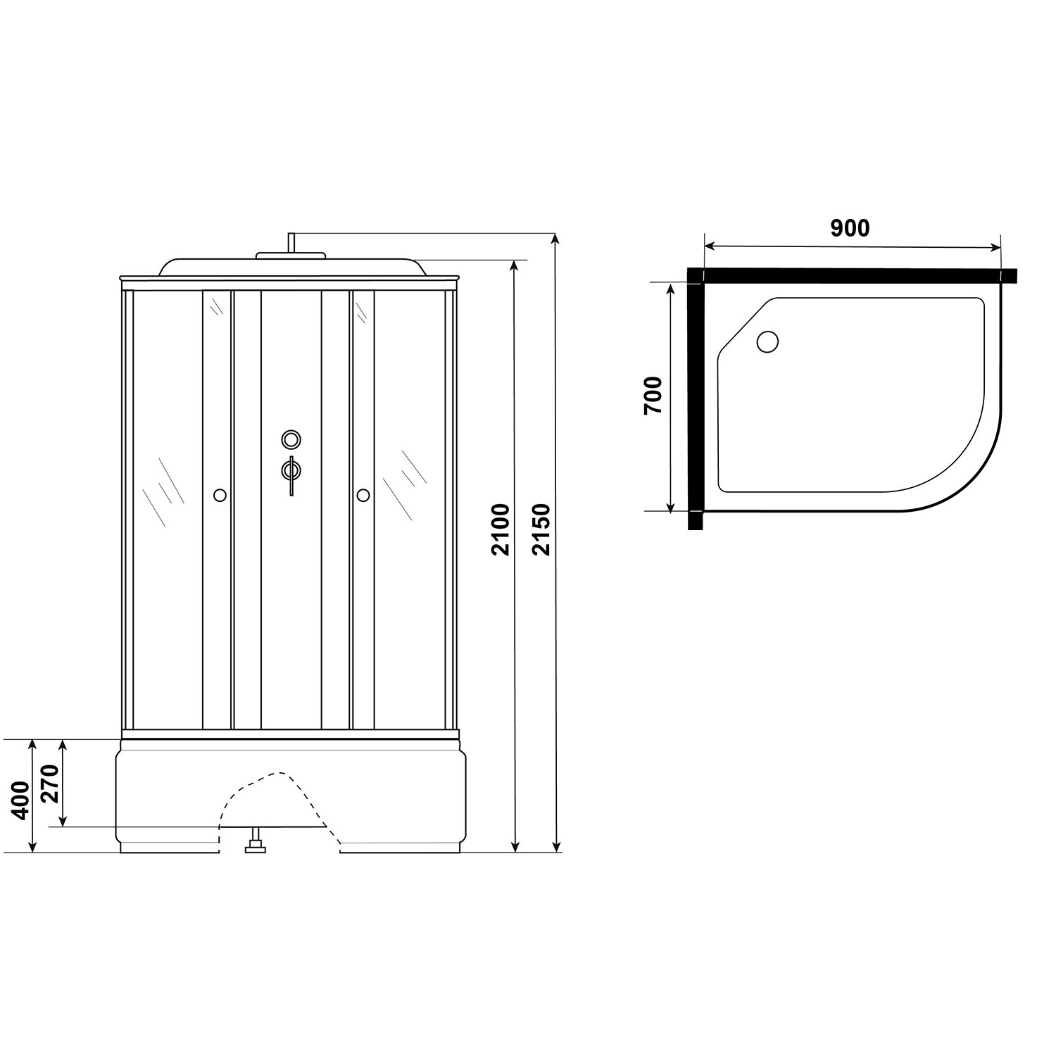 Душевая кабина Niagara Eco E90/70/40L/TN 90х70, левая, стекло тонированное, профиль серебро, с крышей