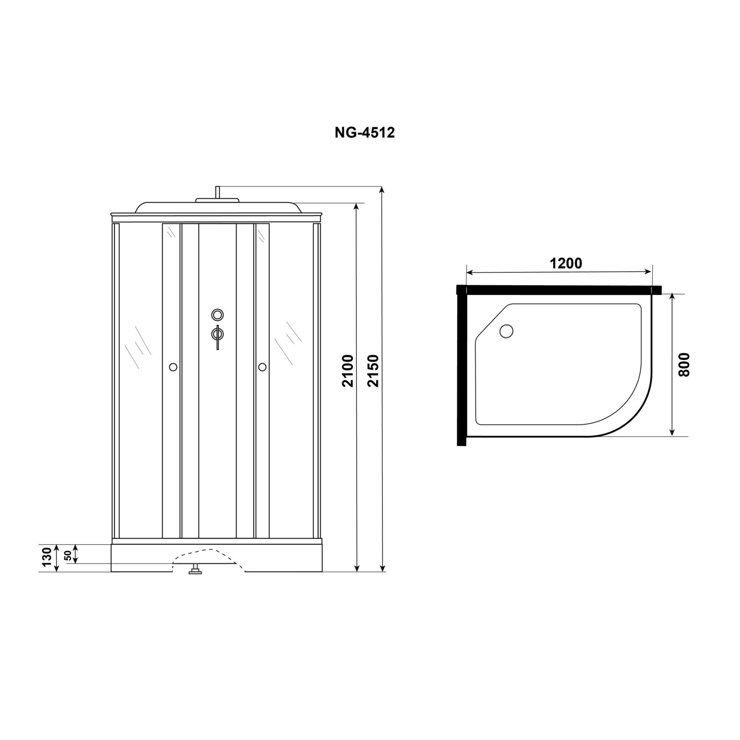 Душевая кабина Niagara Eco E120/80/13L/TN 120х80, левая, стекло тонированное, профиль серебро, с крышей - фото 1