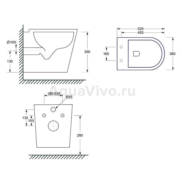 Унитаз Ceramica Nova Highlight CN1804 подвесной, безободковый, с сиденьем микролифт