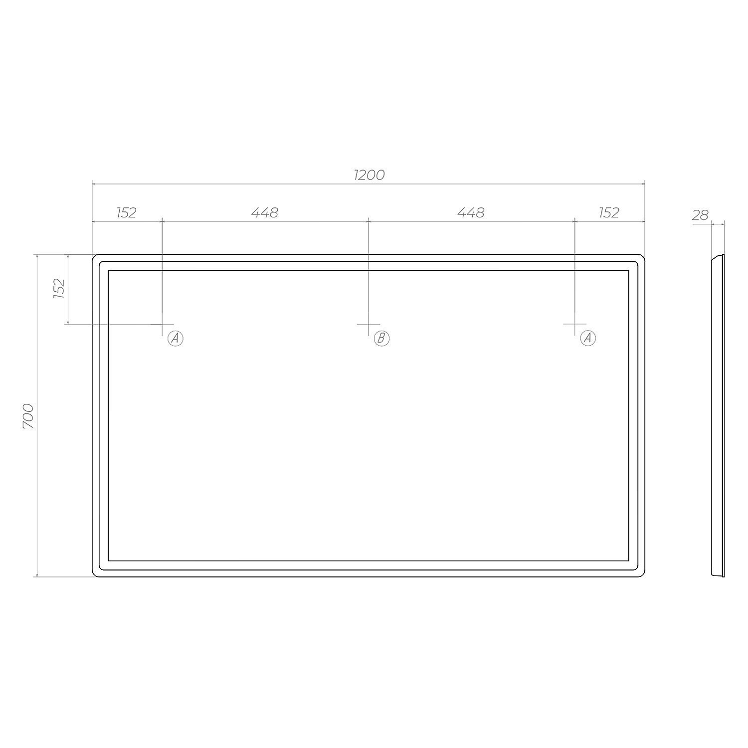 Зеркало Vigo Geometry Comfort 120x70, с подсветкой, функцией антизапотевания - фото 1