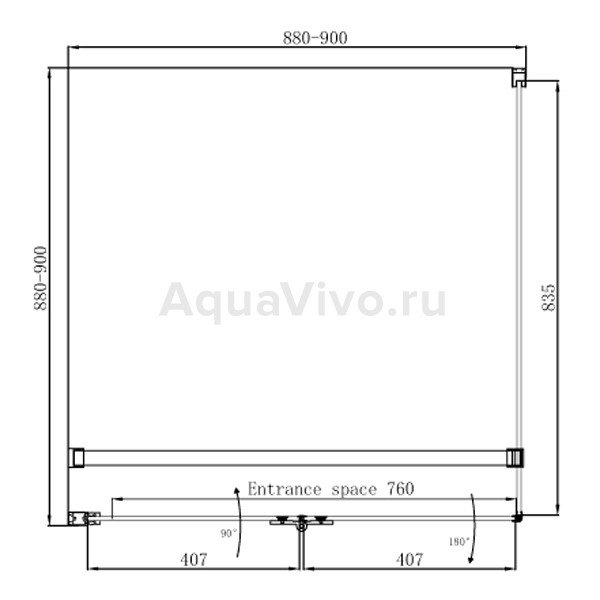 Душевой уголок Ambassador Diamond 12011105 L 90x90, левый, стекло прозрачное, профиль хром глянцевый