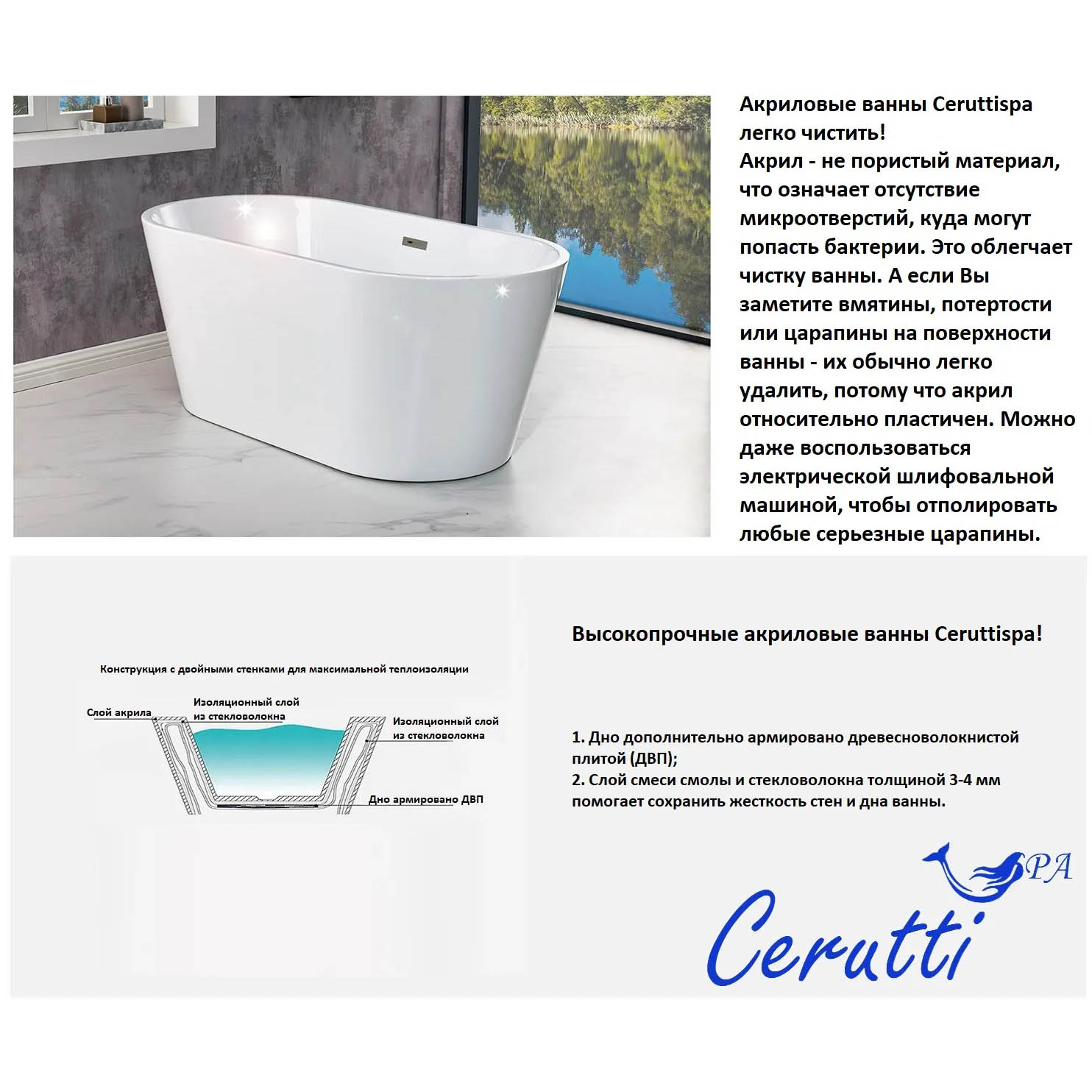 Ванна CeruttiSPA Nemi MW CT10507 170x74 акриловая, цвет белый матовый