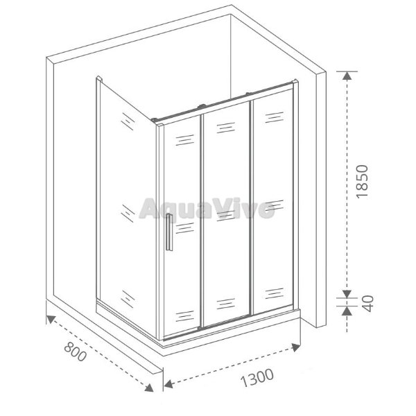 Душевой уголок Good Door Orion WTW+SP-G-CH 130x80, стекло грейп, профиль хром - фото 1