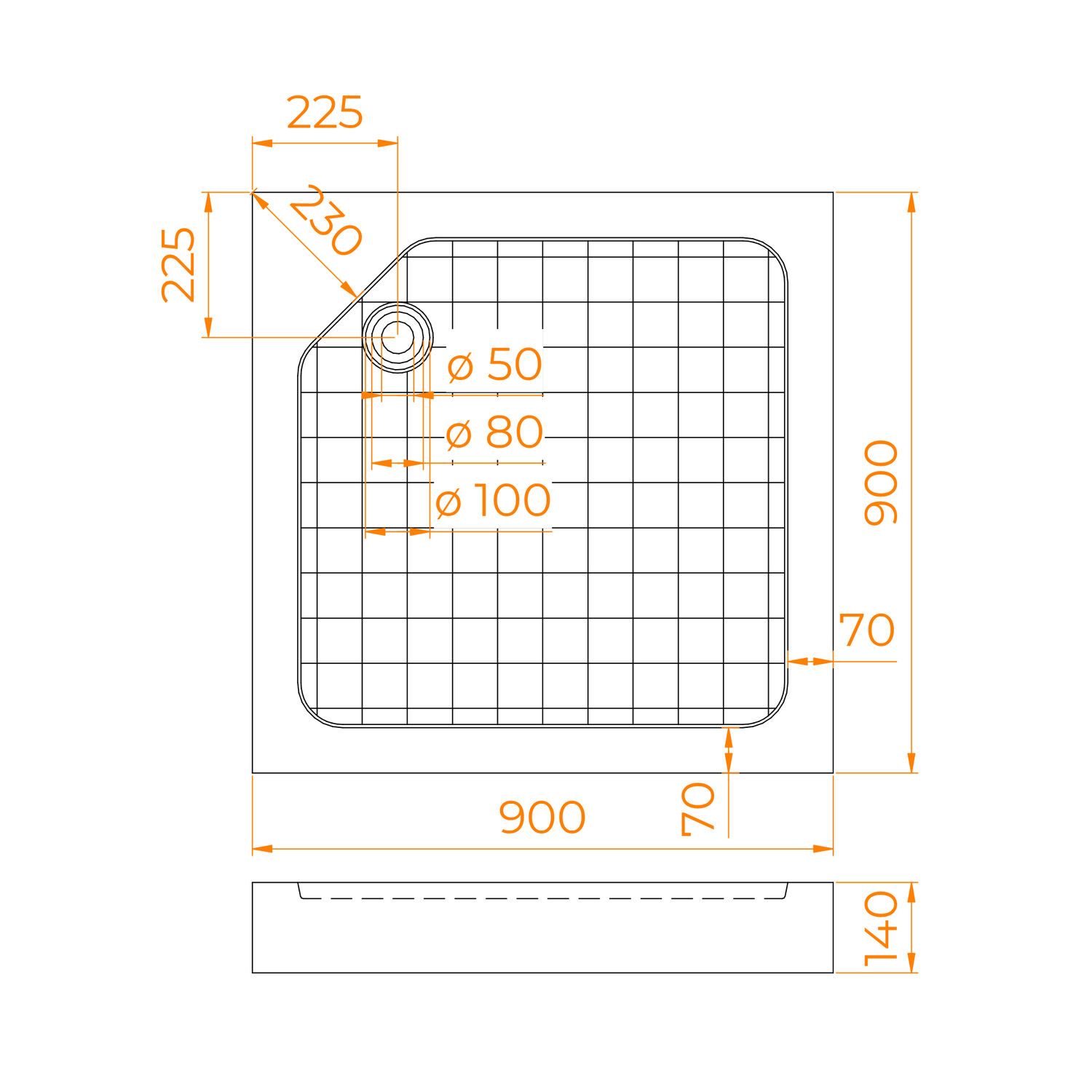 Поддон для душа RGW SMC-W 90x90, стеклопластик, цвет белый - фото 1