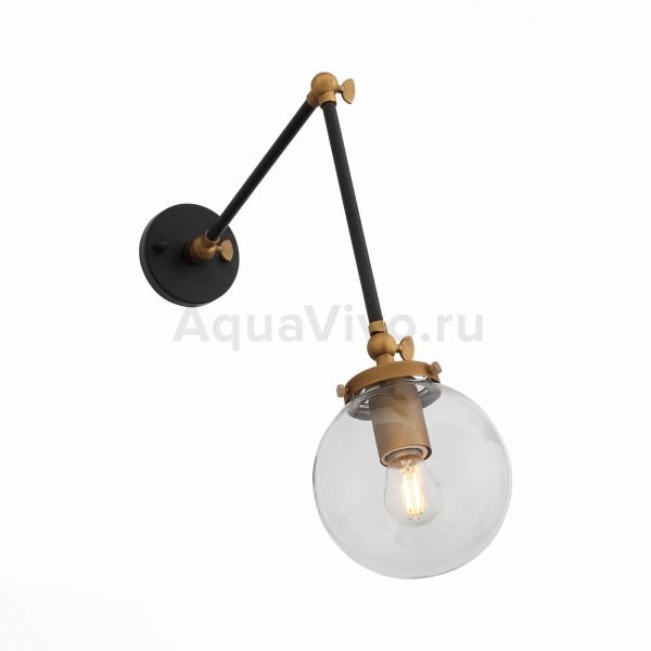 Бра ST Luce Varieta SL234.421.01, арматура металл, цвет черный, золото, плафон стекло, цвет прозрачный