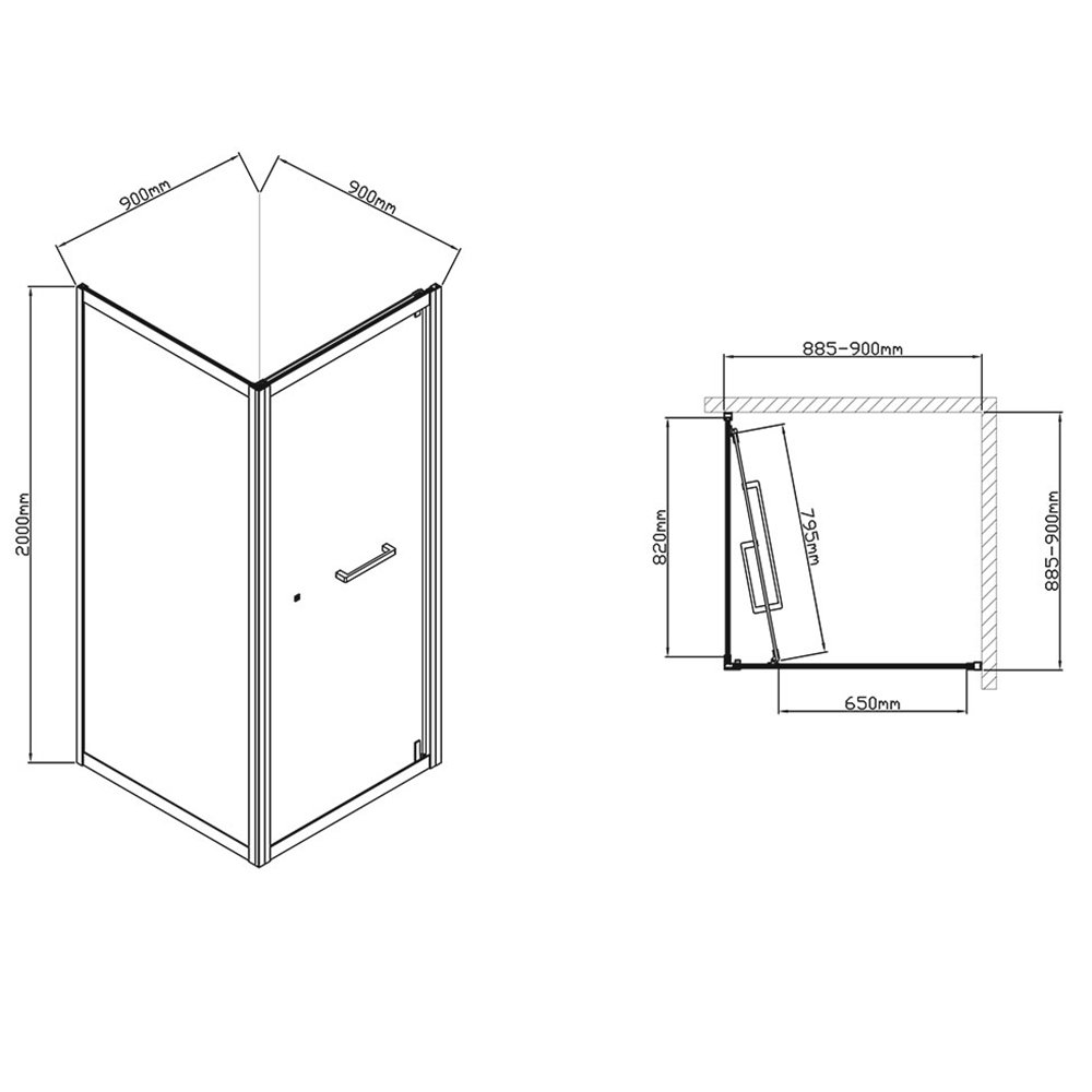 Душевой уголок Vincea Stile 90x90, стекло прозрачное, профиль черный