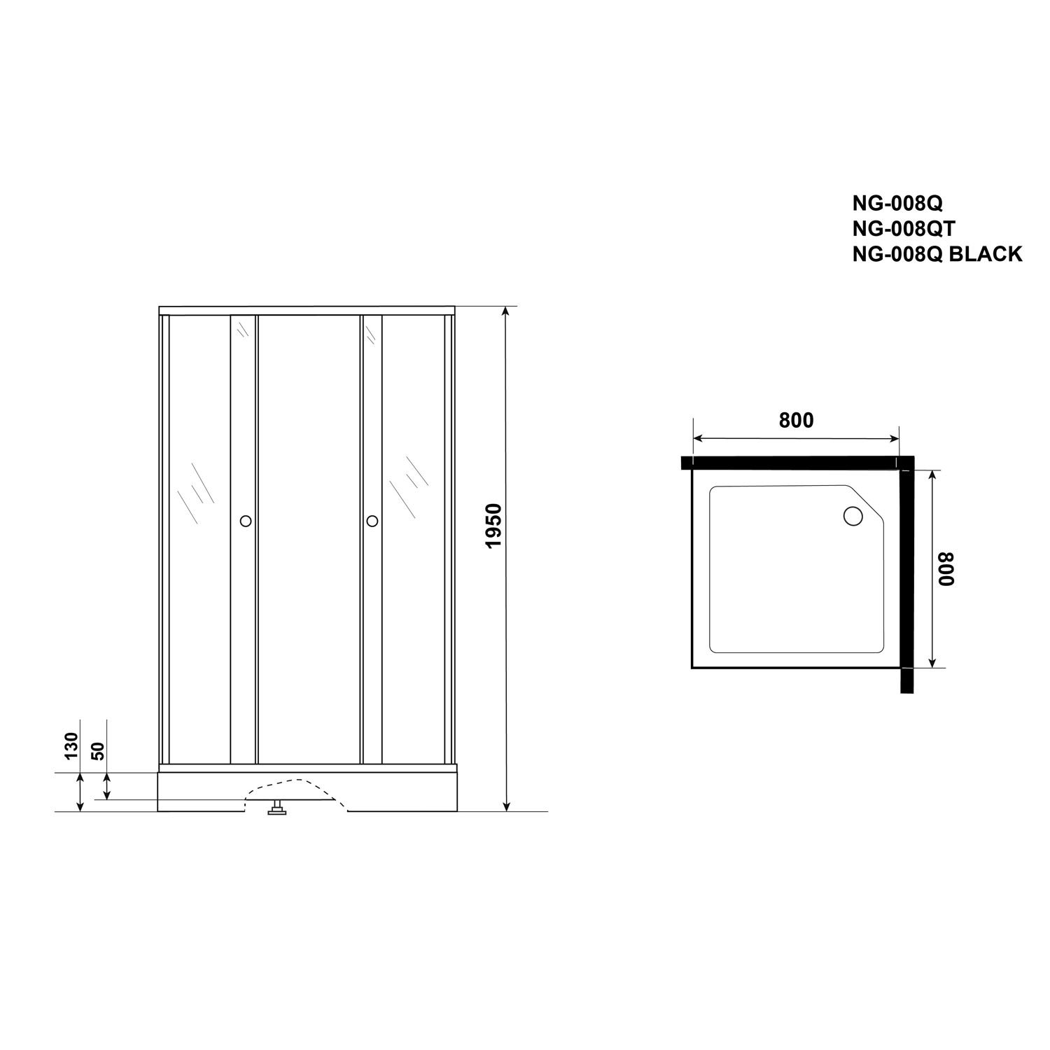 Душевой уголок Niagara Eco NG-008-14QT 80х80, с поддоном, стекло тонированное, профиль черный