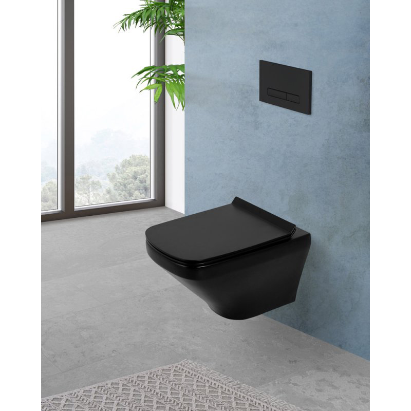 Унитаз BelBagno Sela BB3201CHR-MB подвесной, безободковый, цвет черный матовый