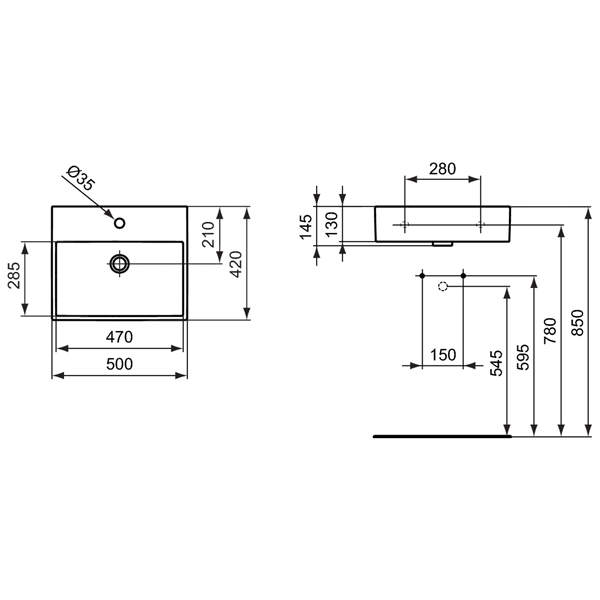 Раковина Ideal Standard Strada K077701 подвесная, 50x42 см, цвет евро белый