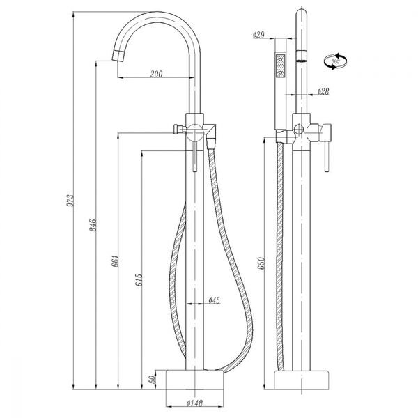 Смеситель Abber Wasser Kreis AF8116 для ванны, напольный, цвет хром