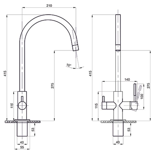 Смеситель Mixline MLSS-03202 для кухни, под фильтр, нержавеющая сталь, цвет серый - фото 1