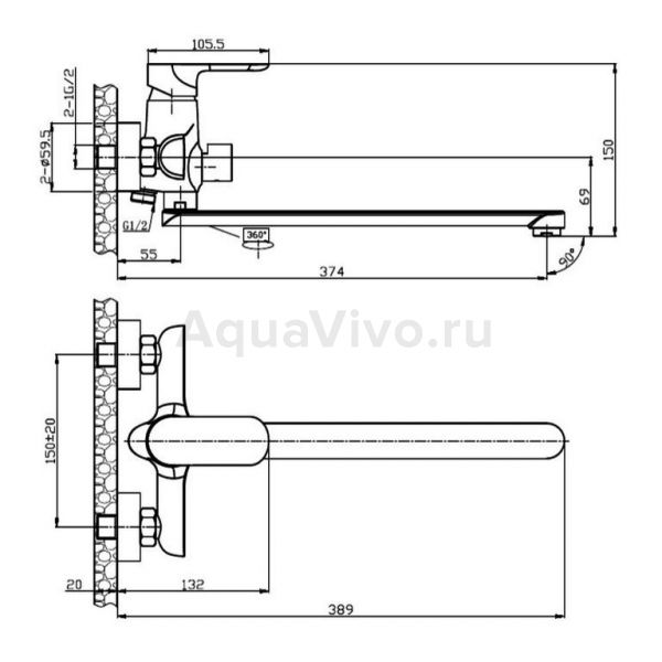 Смеситель Agger Gorgeous A0221100 для ванны с душем, цвет хром - фото 1