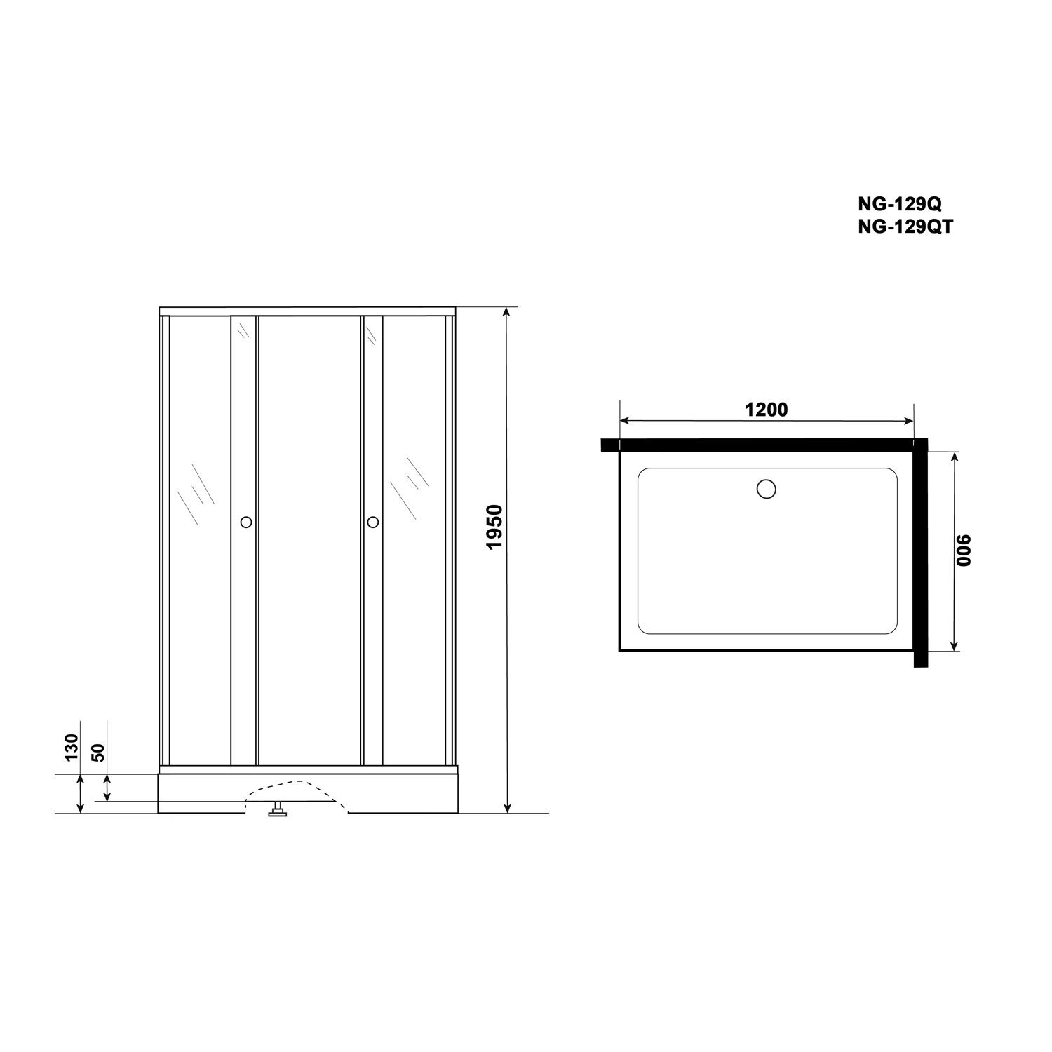 Душевой уголок Niagara Eco NG-129-14QT 120х90, с поддоном, стекло тонированное, профиль черный - фото 1