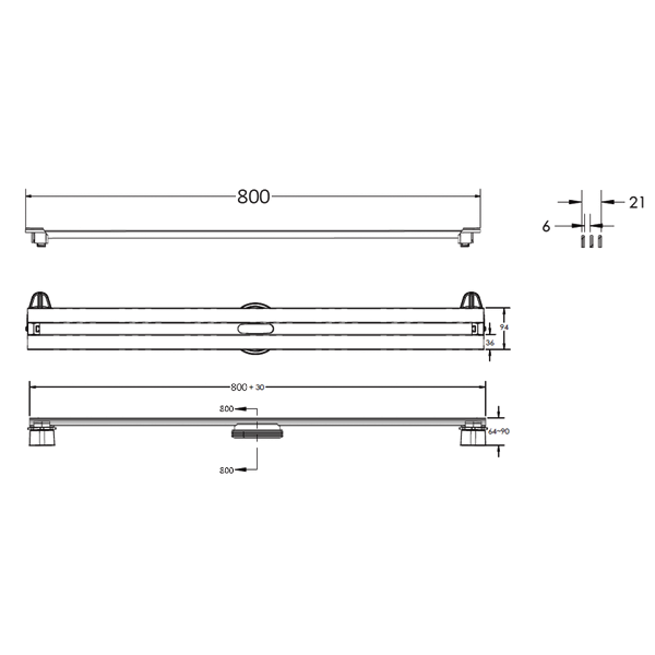 Душевой лоток Berges Super Slim 091054 с решеткой 80x9 см, прямой выпуск, с возможностью изменения длины, цвет хром глянец