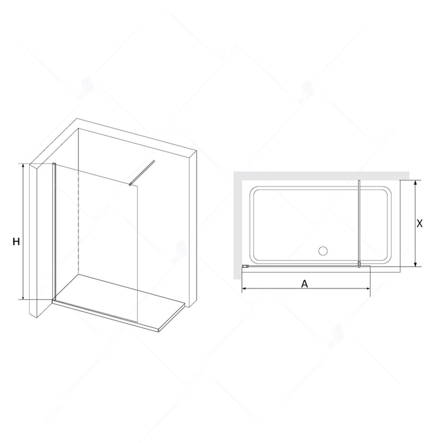 Душевая перегородка RGW Walk In WA-010 G 110x195, стекло прозрачное, профиль золото - фото 1