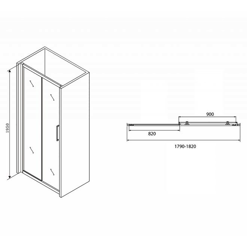 Душевая дверь Abber Schwarzer Diamant AG30180BH 180x195, стекло прозрачное, профиль черный