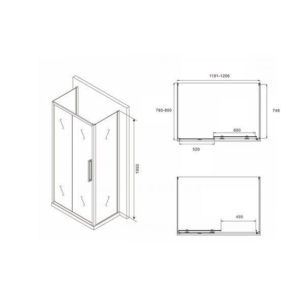 Душевой уголок Abber Schwarzer Diamant AG30120BH-S80B-S80B 120x80, стекло прозрачное, профиль черный - фото 1