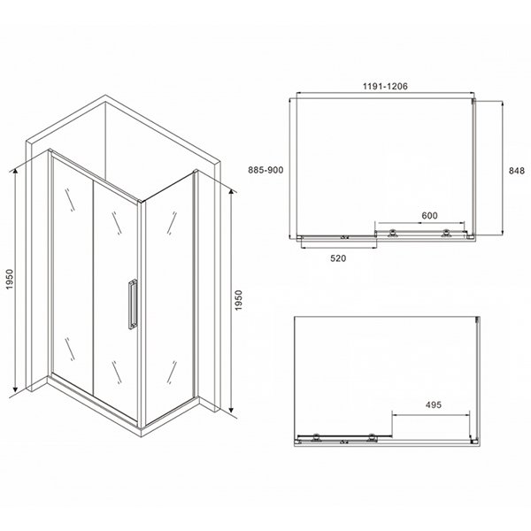 Душевой уголок Abber Schwarzer Diamant AG30120BH-S90B 120x90, стекло прозрачное, профиль черный - фото 1