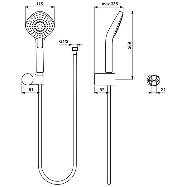 Душевой комплект Ideal Standard Esla BD002XC, встраиваемый, цвет хром