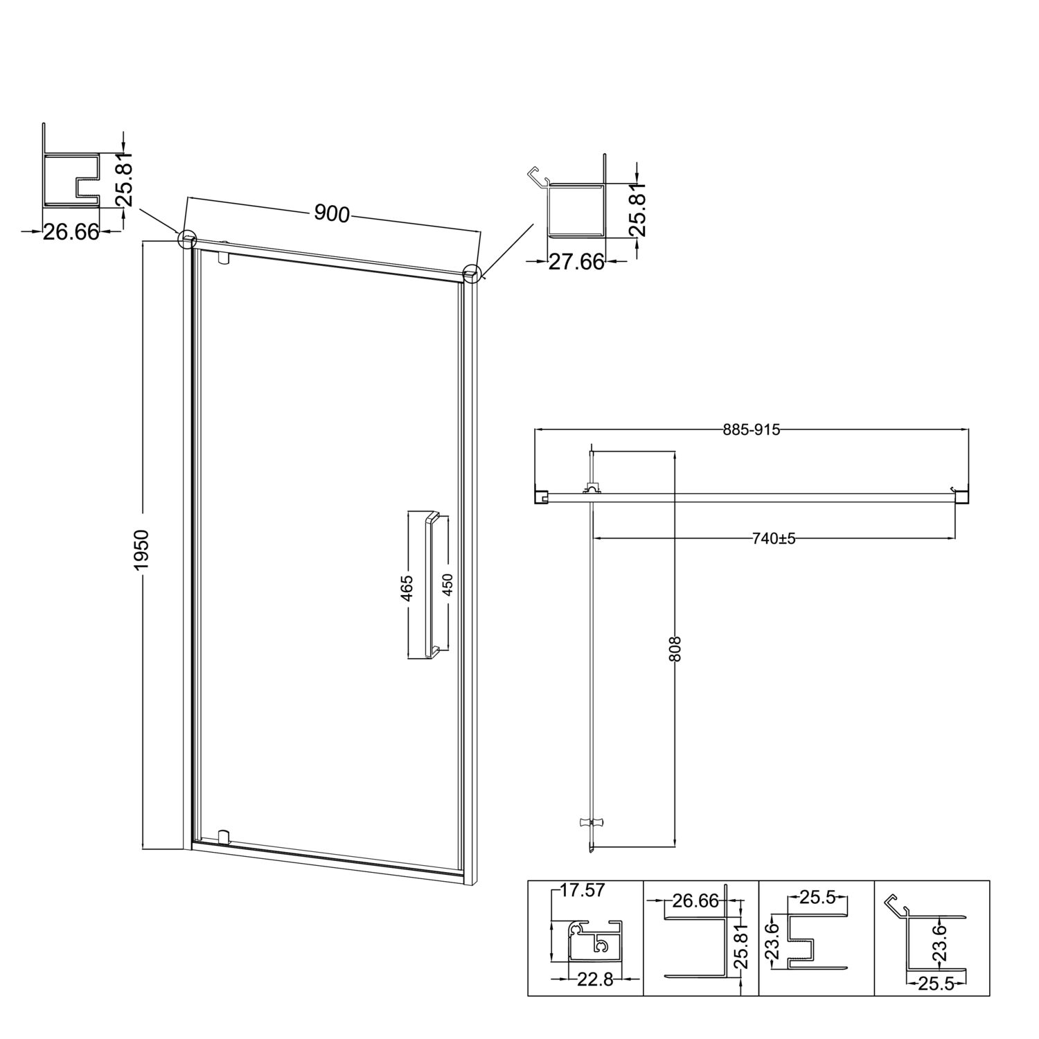 Душевая дверь Niagara Nova NG-85-9AB 90x195, стекло прозрачное, профиль черный матовый - фото 1