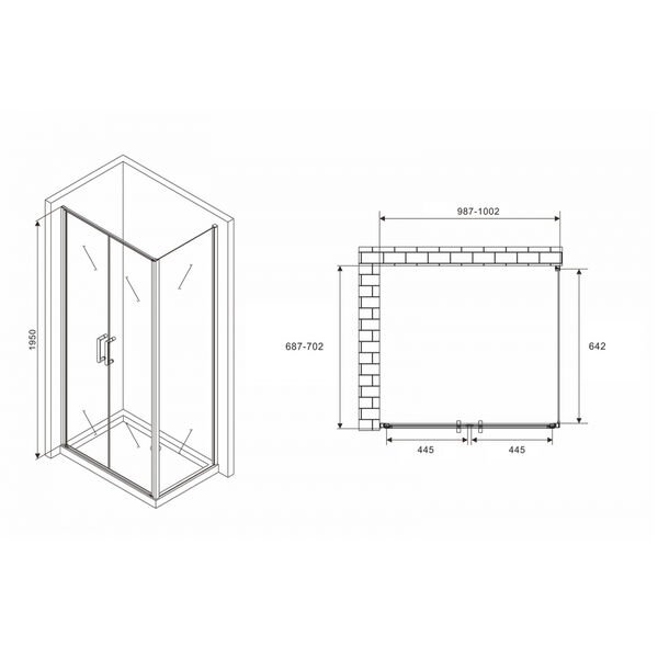 Душевой уголок Abber Sonnenstrand AG04100BC-S70B 100x70, стекло прозрачное, профиль черный - фото 1