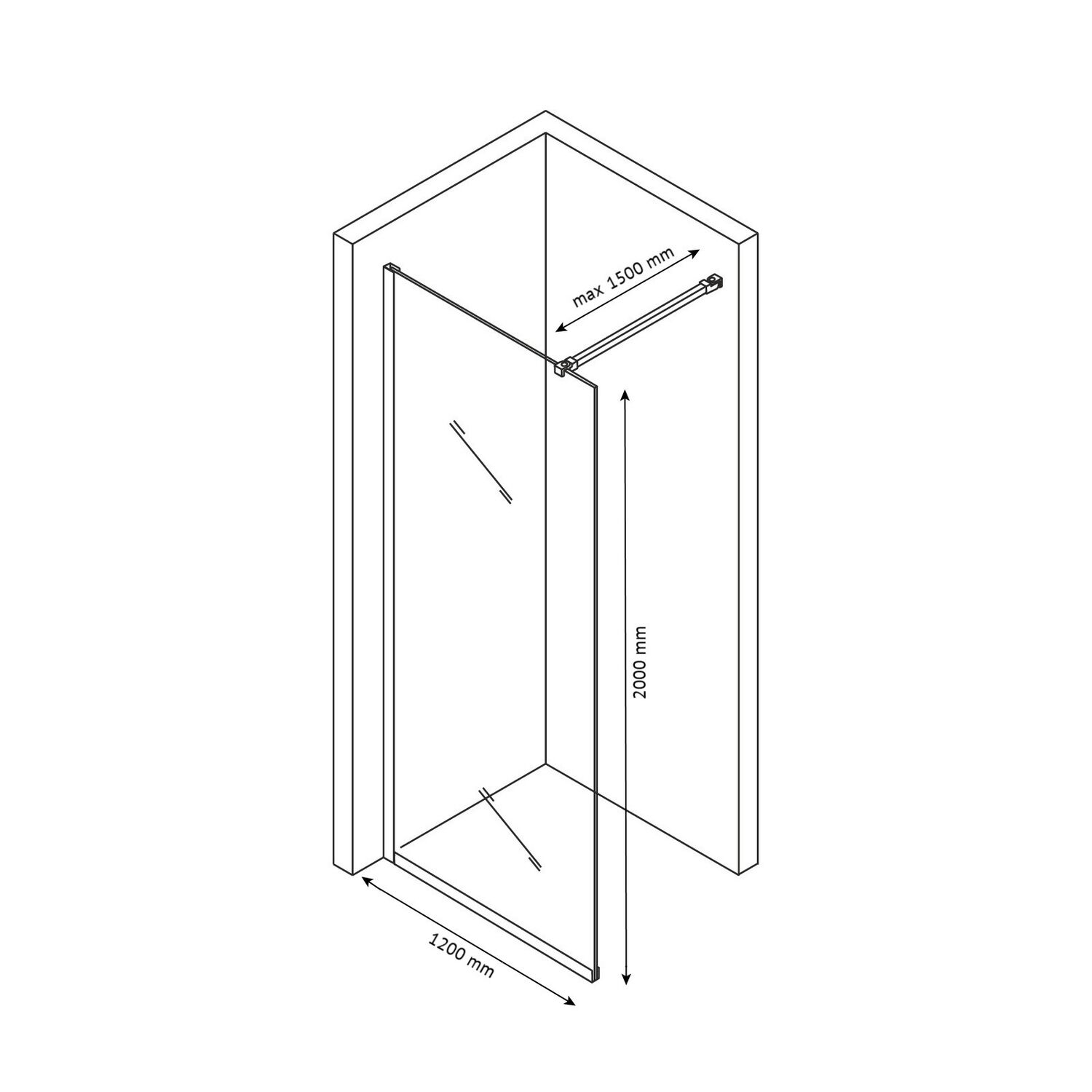 Душевая перегородка Berges Sky Black 120x200, стекло тонированное, профиль черный матовый - фото 1