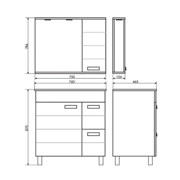 Мебель для ванной Comforty Модена М-75, цвет белый матовый