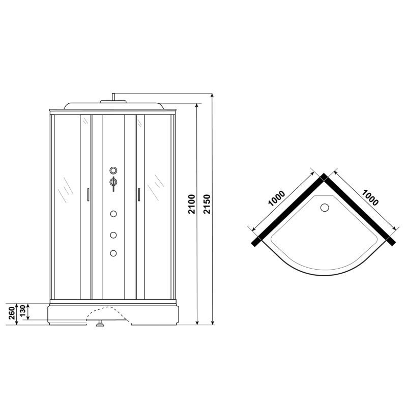 Душевая кабина Niagara Classic NG-3302-14G 100х100, стекло матовое, профиль серебро, с крышей, с гидромассажем