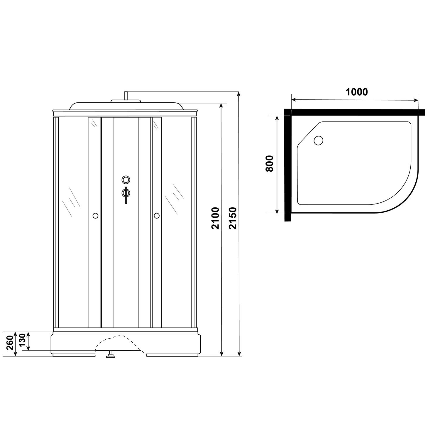 Душевая кабина Niagara Promo P100/80/26L/MT 100х80, левая, стекло матовое, профиль белый, с крышей