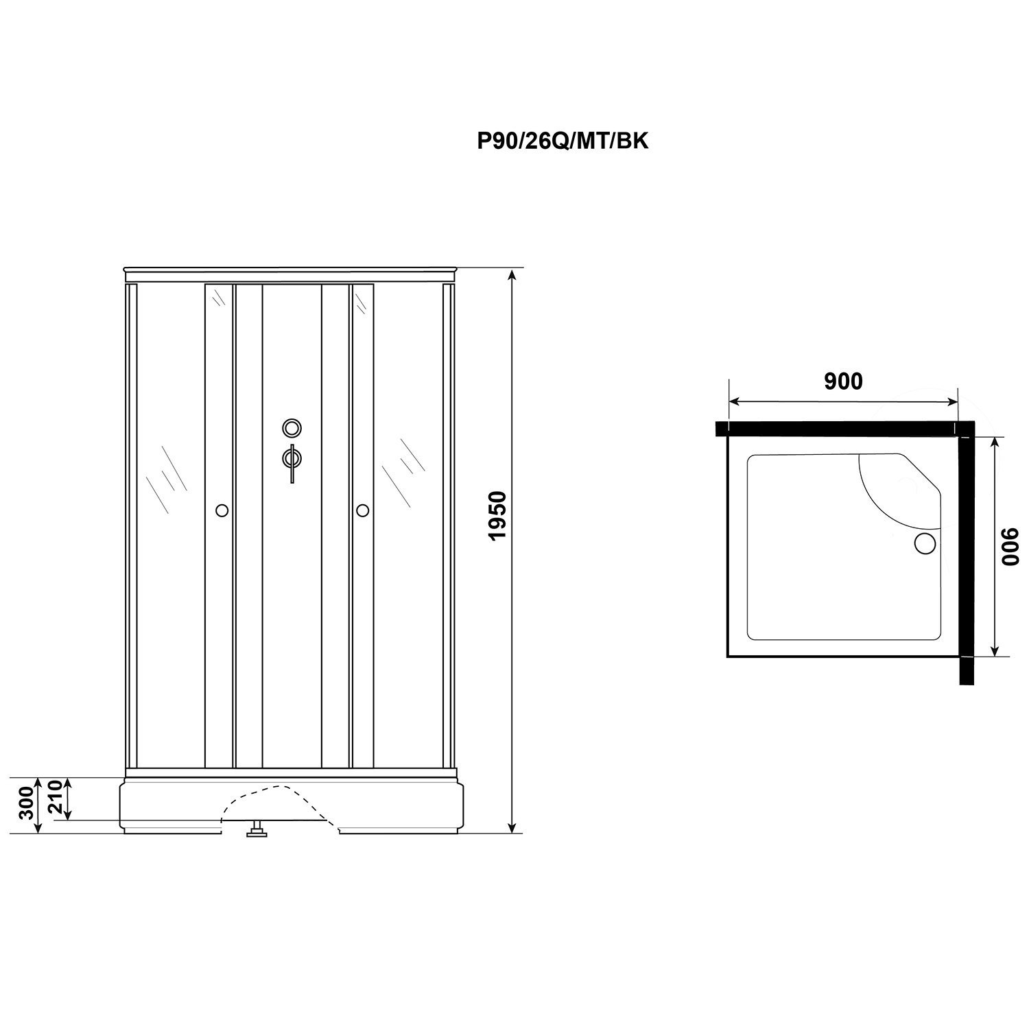 Душевая кабина Niagara Promo P90/26Q/MT/BK 90х90, стекло матовое, профиль белый, без крыши